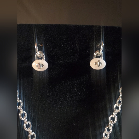 Coach Reserve Chain Turnlock Necklace and Earrings - Picture 7 of 14